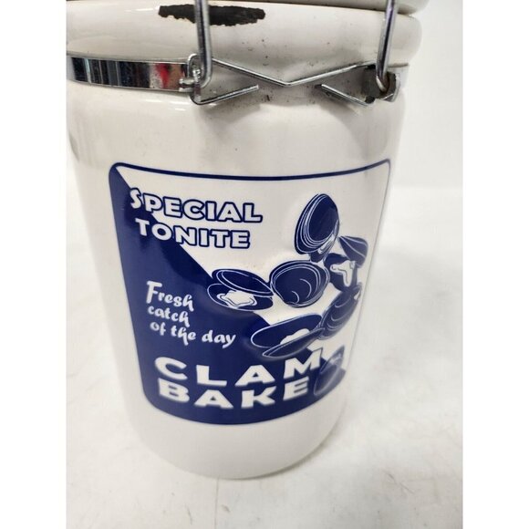 Vtg Home Studio Coastal Collection Ceramic Clam Seafood Theme Canister Container - Picture 7 of 15